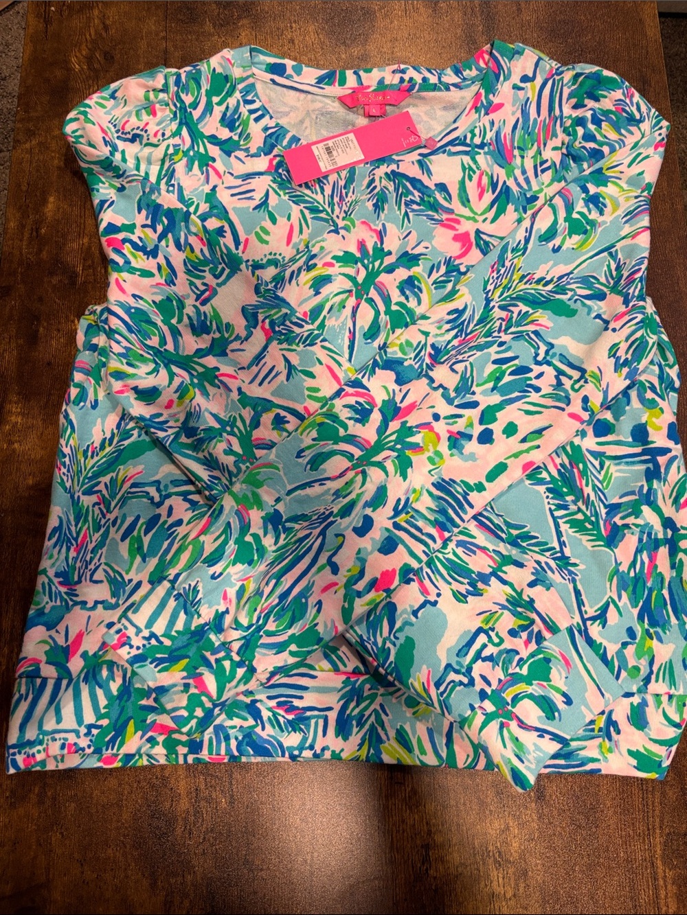 Lilly Pulitzer Blue, Green & Pink Jansen, long sleeve sweatshirt size L